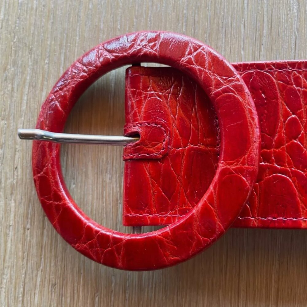 Gorgeous bright red croc-embossed belt from The Attico! S, NWOT